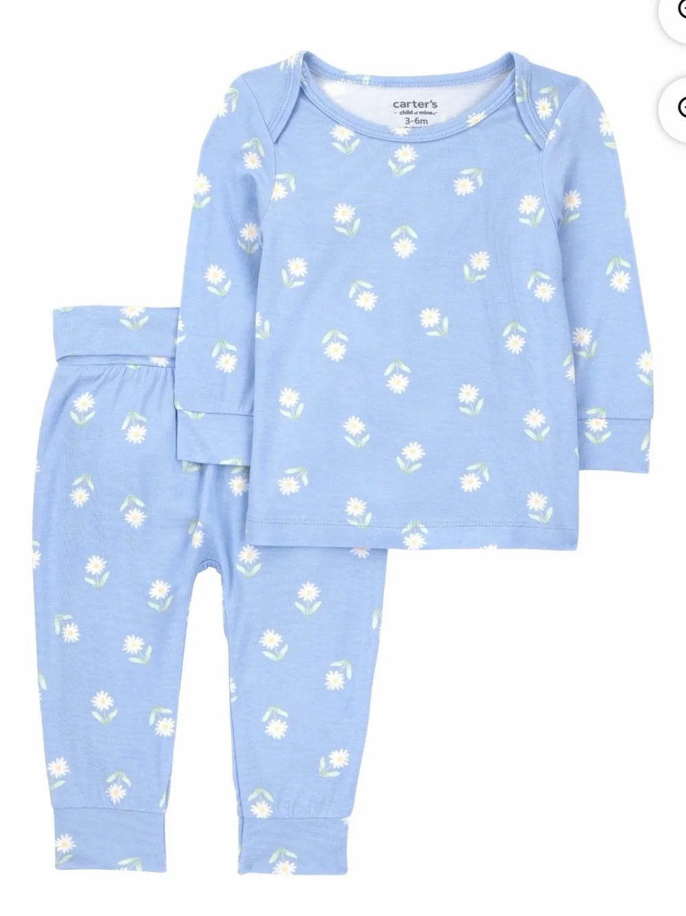 Carter's Light Blue Daisy Pajama Set